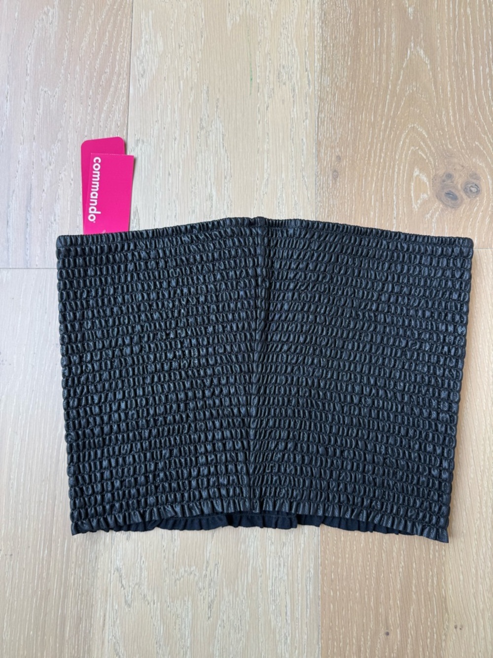 NEW Commando Black Faux Leather Smocked Tube Crop Top - Picture 3 of 4